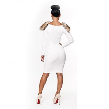 Women's Sexy Cut Out Slim Fit Knee-Length Dress White